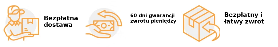 Bezpłatna dostawa, 60 dni gwarancji zwrotu pieniędzy oraz bezpłatny i łatwy zwrot